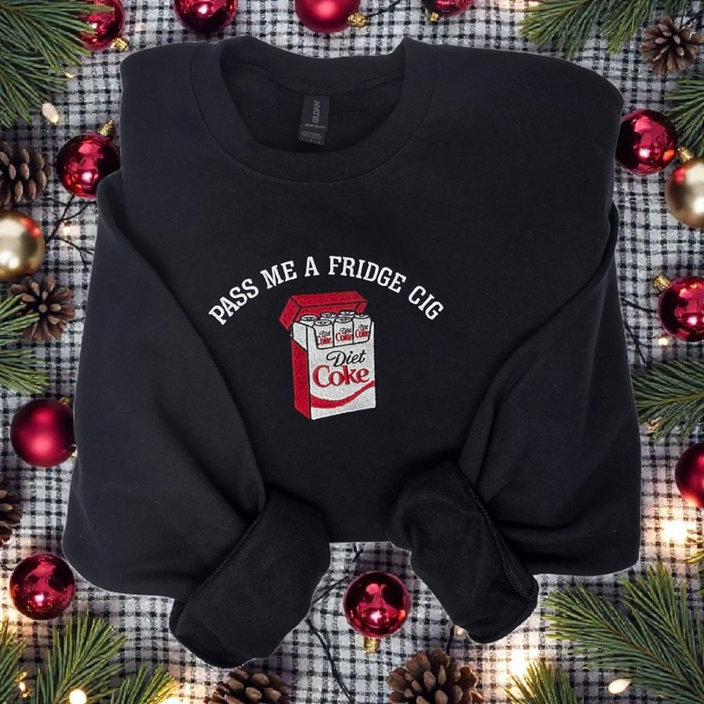 Pass Me a Fridge Cig Embroidered Crewneck Sweatshirt | Black