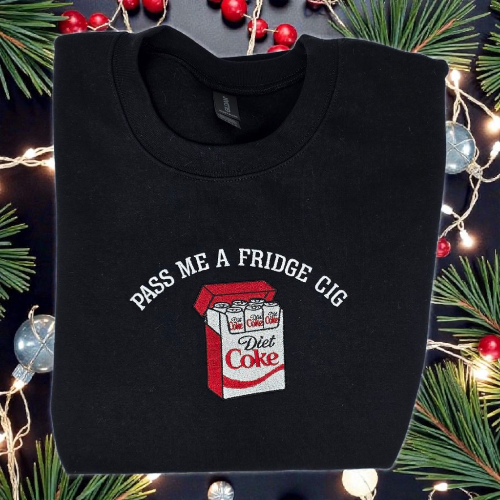 Pass Me a Fridge Cig Embroidered Crewneck Sweatshirt | Black