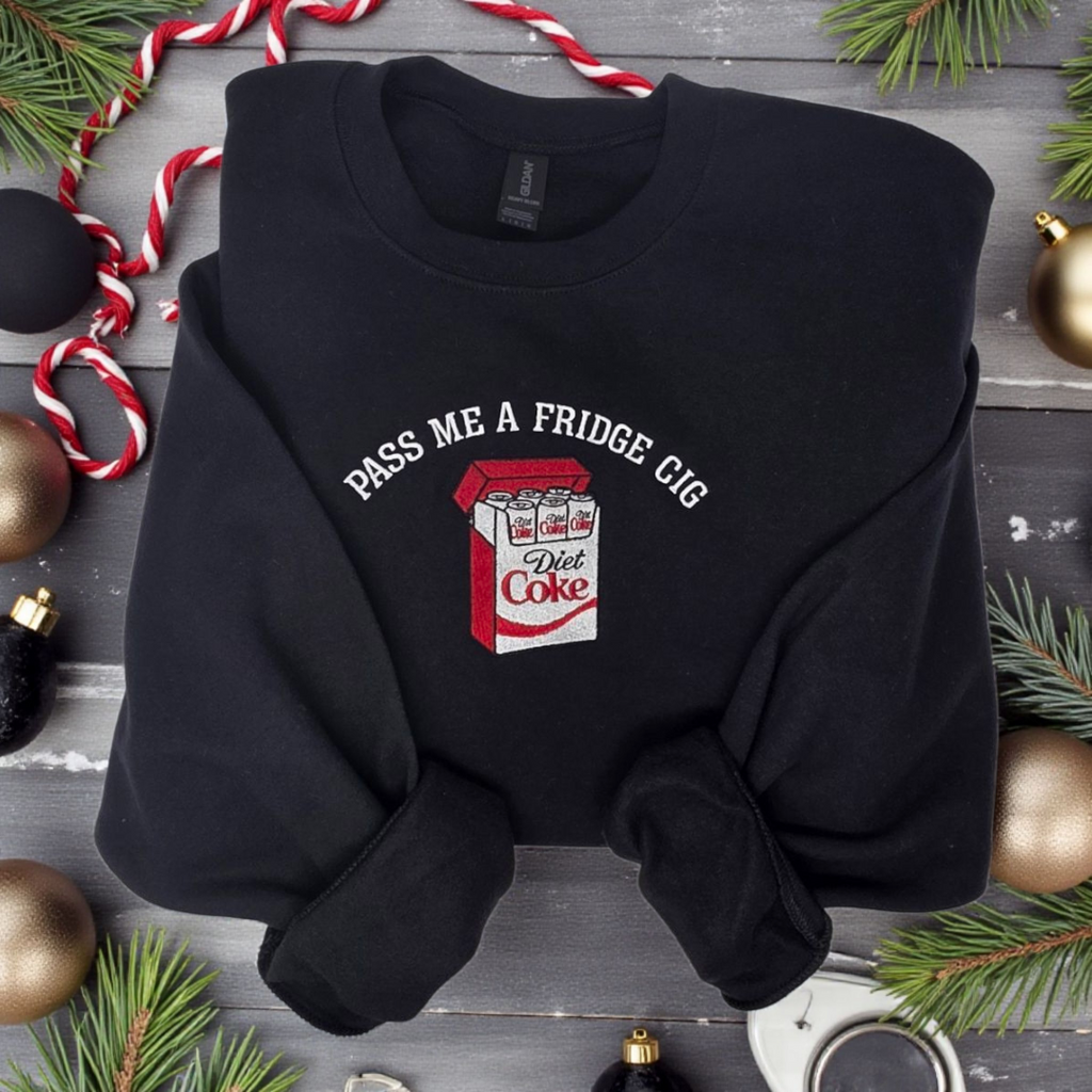Pass Me a Fridge Cig Embroidered Crewneck Sweatshirt | Black