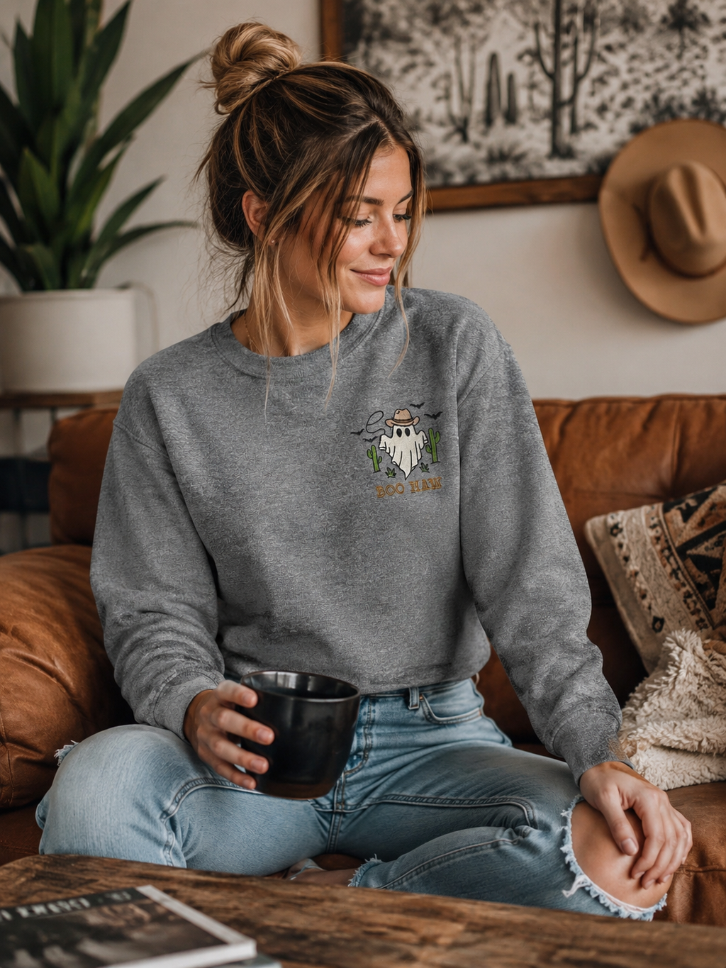 Boo Haw Embroidered Crewneck Sweatshirt