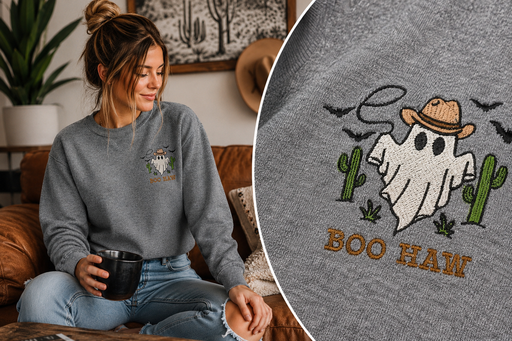 Boo Haw Embroidered Crewneck Sweatshirt