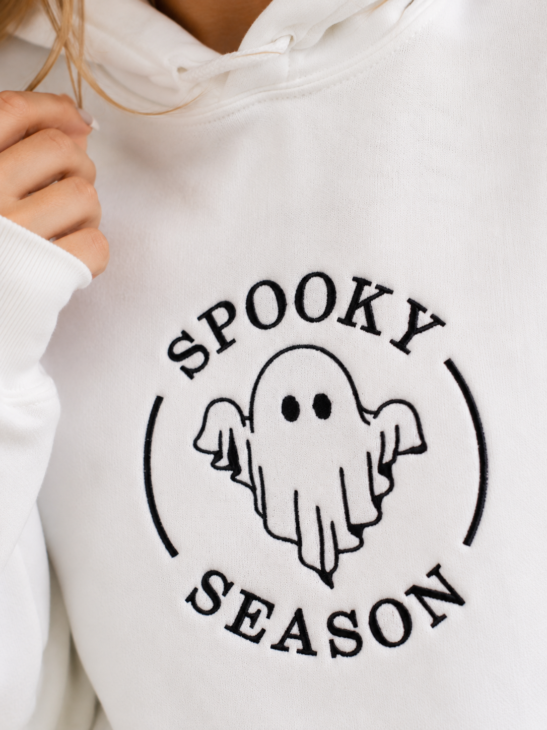 Spooky Season Embroidered Fleece Pullover Hoodie