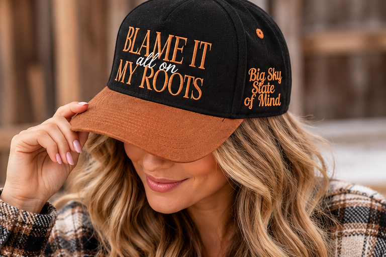 Blame It All on My Roots Embroidered Suede-Brim Hat