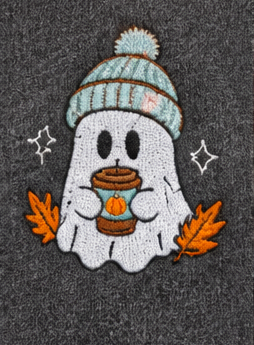 Coffee Ghost Embroidered Crewneck Sweatshirt – Charcoal