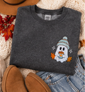 Coffee Ghost Embroidered Crewneck Sweatshirt – Charcoal