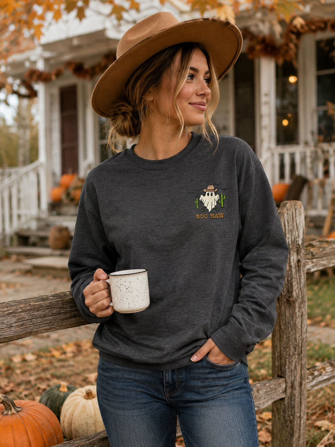 Boo Haw Embroidered Crewneck Sweatshirt