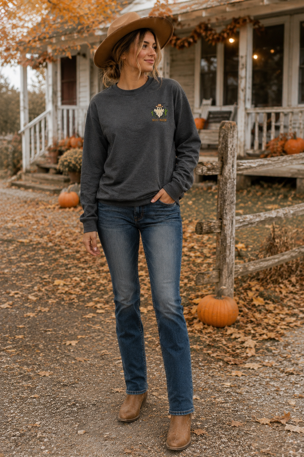 Boo Haw Embroidered Crewneck Sweatshirt