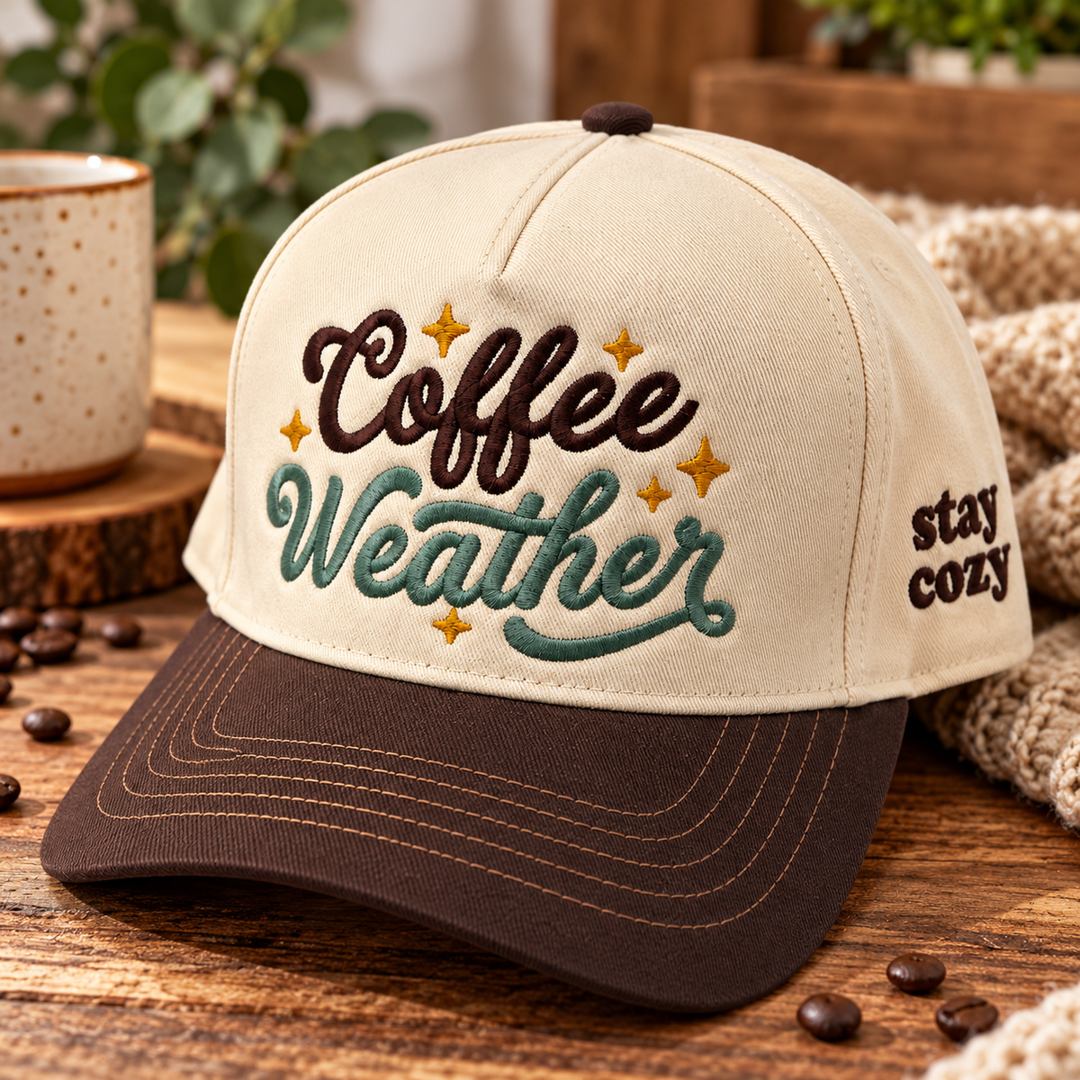 Coffee Weather Embroidered Cap