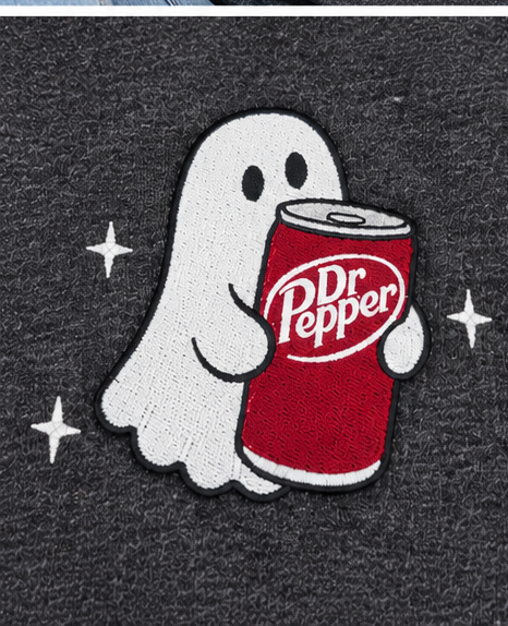 Dr. Pepper Ghost Embroidered Crewneck Sweatshirt | Charcoal Grey