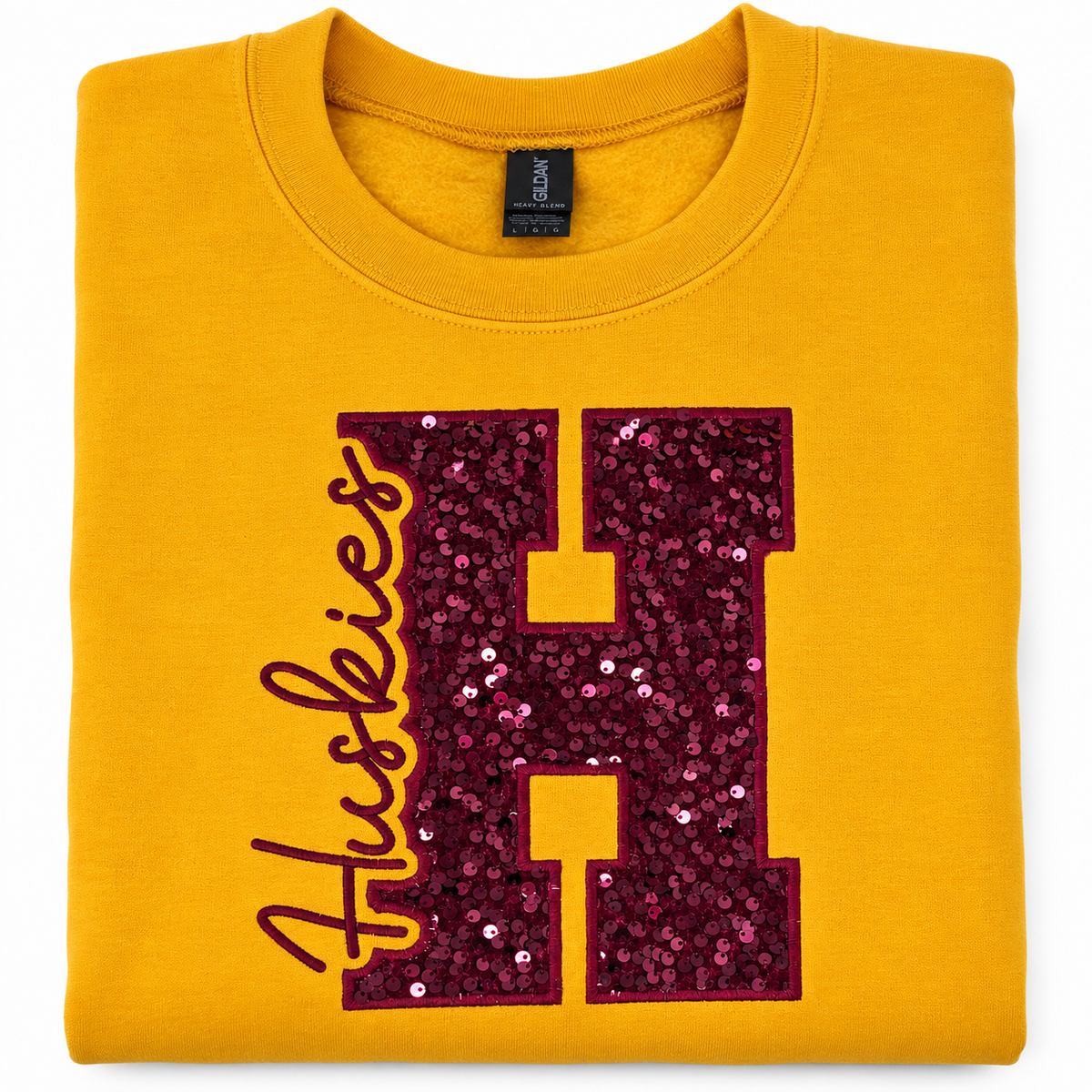 Huskies Sequin H Crewneck Sweatshirt | Gold