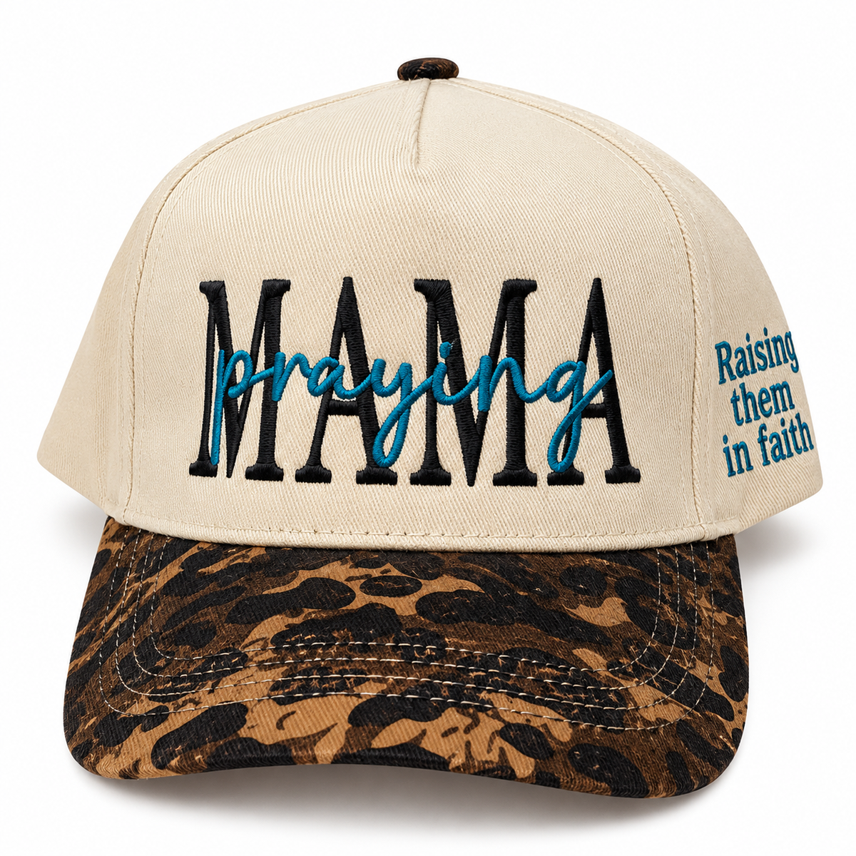 Praying Mama Embroidered Leopard Brim Cap