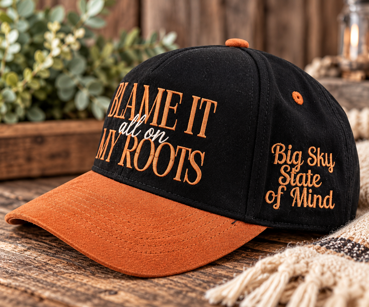 Blame It All on My Roots Embroidered Suede-Brim Hat