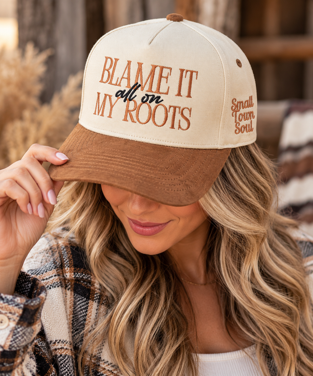 Blame It All on My Roots Embroidered Suede-Brim Hat