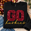 Go Huskies Sequin Crewneck Sweatshirt | Black