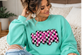 Checkered Mama Appliqué Crewneck Sweatshirt | Mint