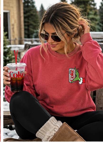 Grinch Diet Coke Comfort Colors Crewneck – Crimson