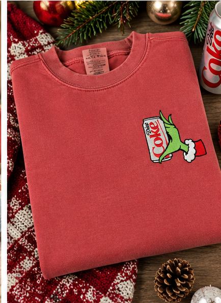 Grinch Diet Coke Comfort Colors Crewneck – Crimson
