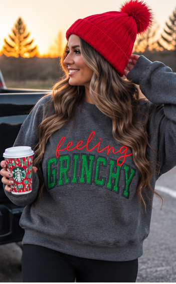 Feeling Grinchy Christmas Crewneck Sweatshirt